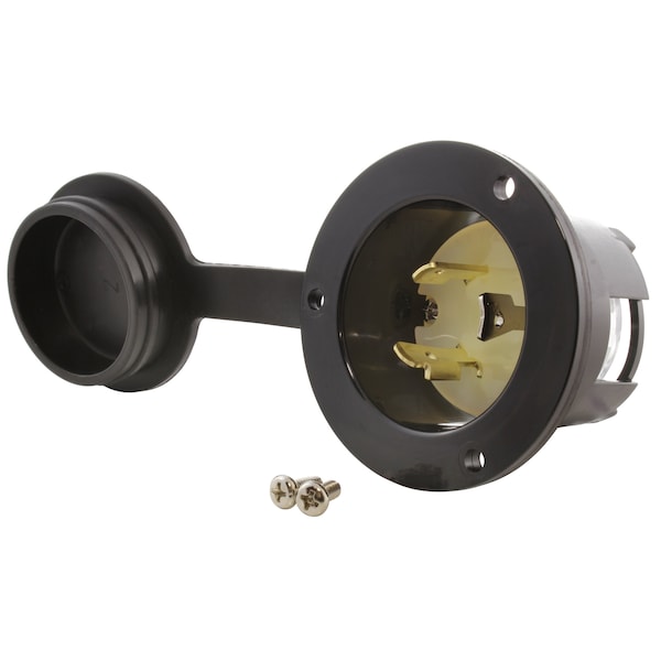 Locking Inlet, 20 A, 277V AC, Screw Terminals, Black